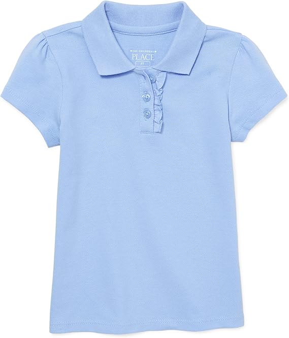 Toddler Girls Uniform Ruffle Pique Polo
