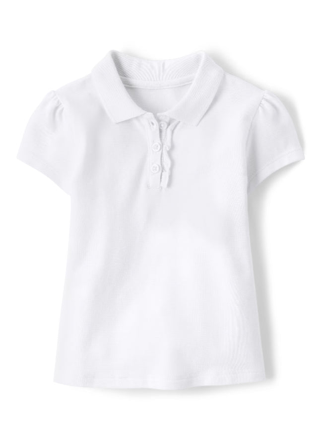 Toddler Girls Uniform Ruffle Pique Polo