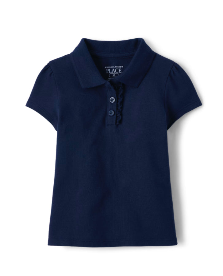 Toddler Girls Uniform Ruffle Pique Polo