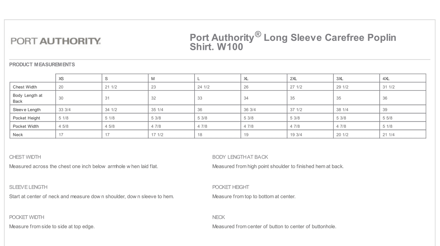 Cyclone Anaya's W100 Port Authority® Long Sleeve Carefree Poplin Shirt