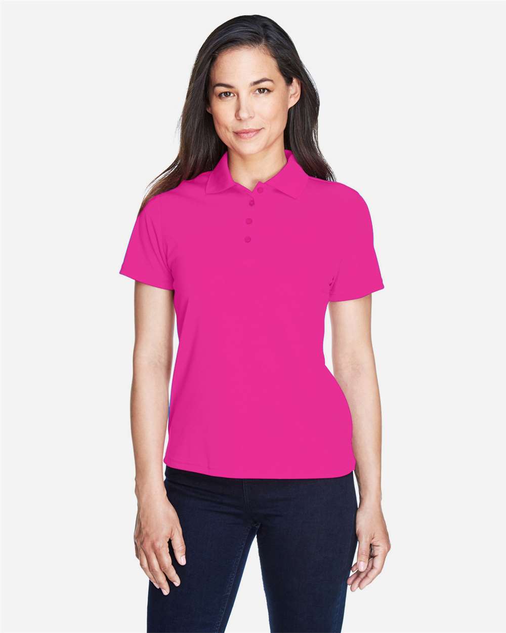 CORE365 78181 Bright Magenta on model, front
