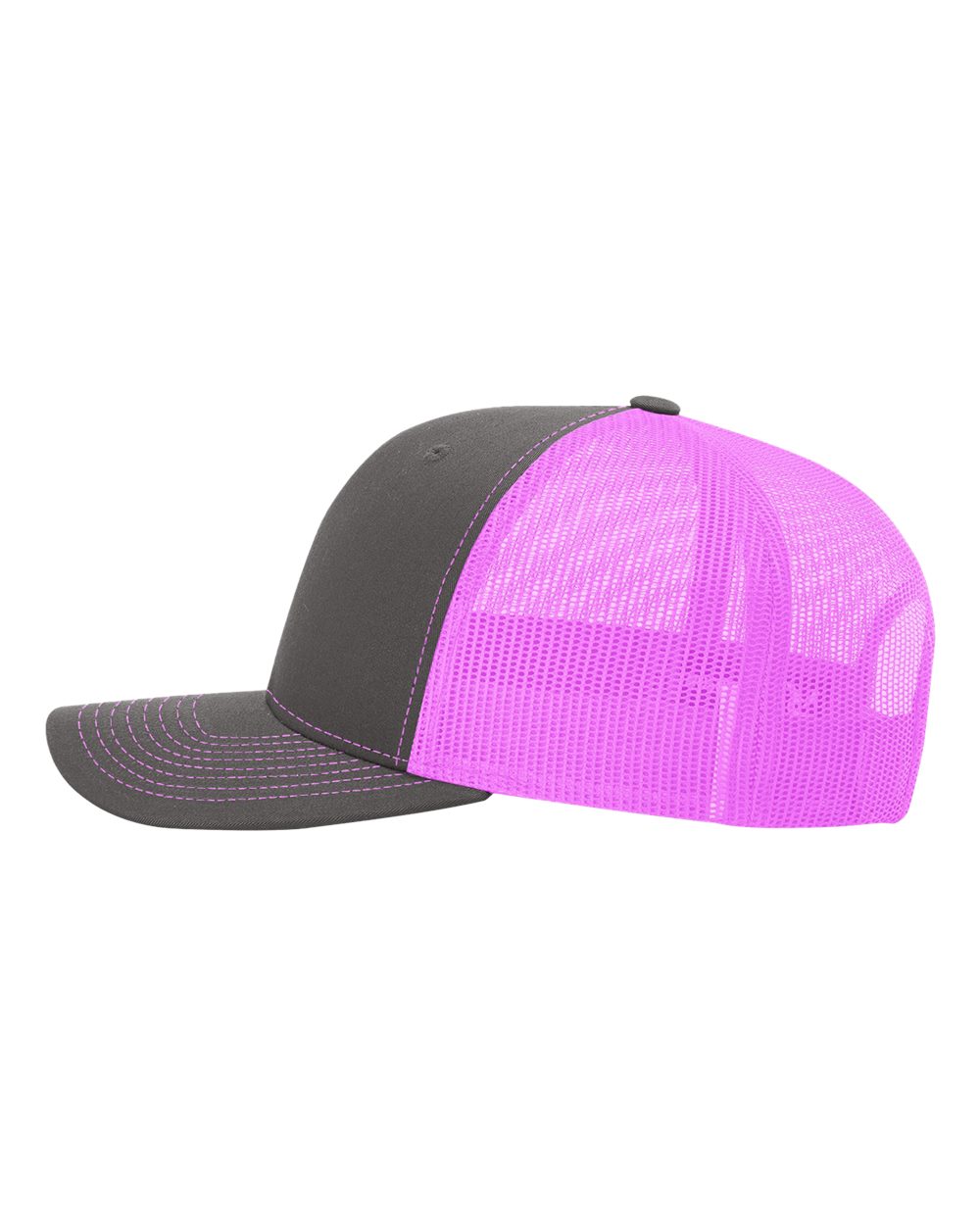 Richardson 112 Charcoal/ Neon Pink side