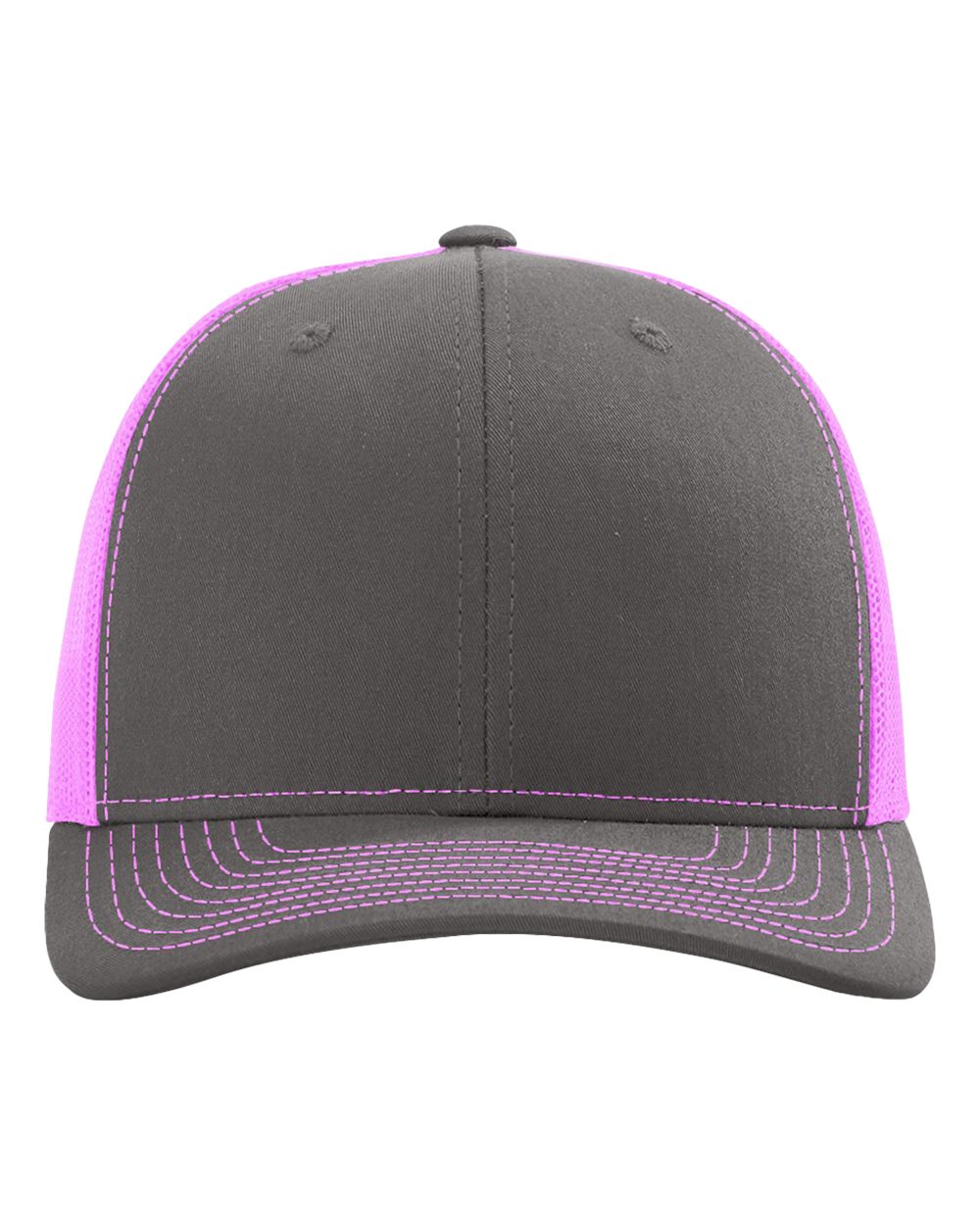 Richardson 112 Charcoal/ Neon Pink front