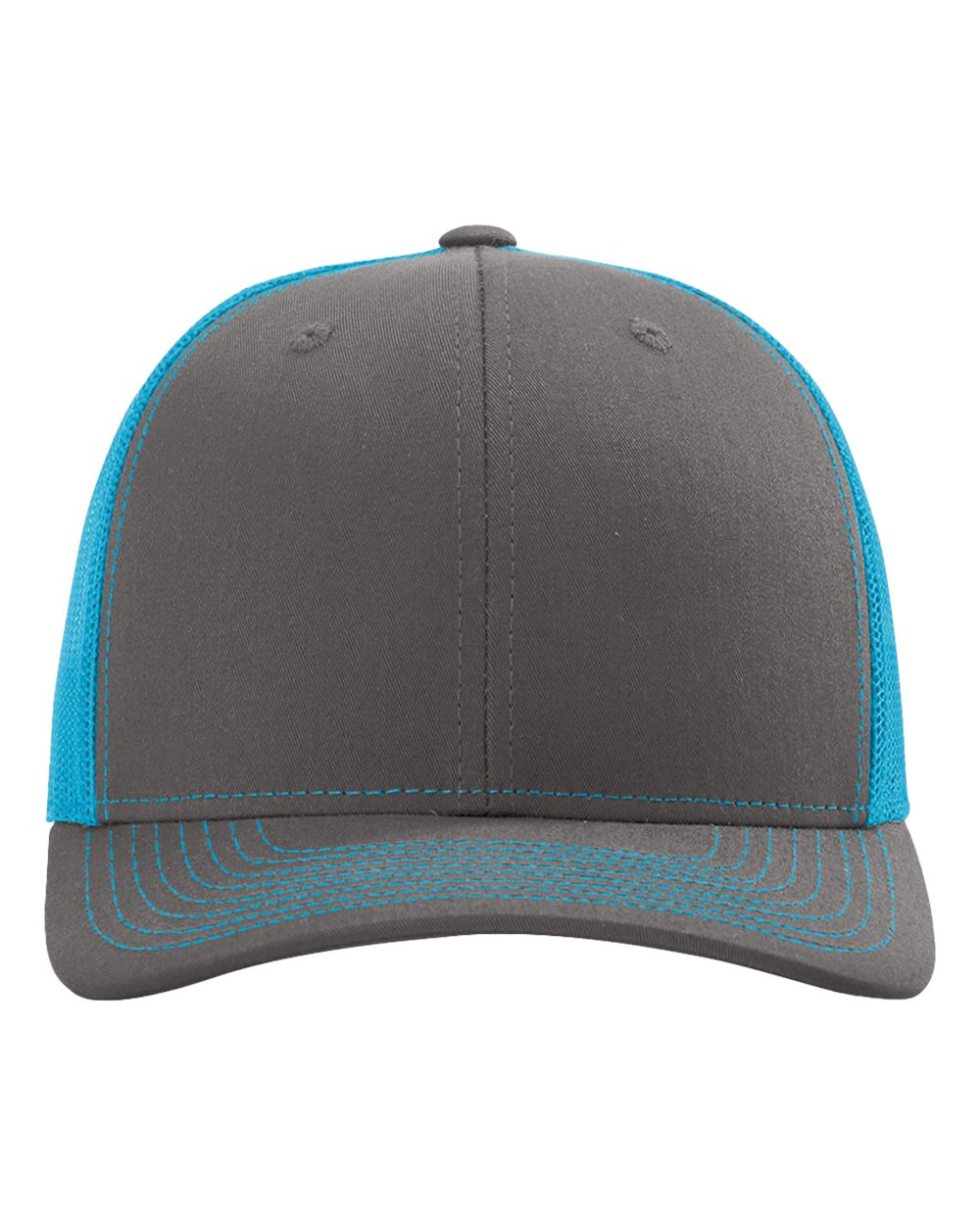 Richardson 112 Charcoal/ Neon Blue front