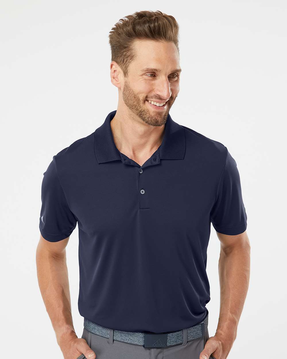 Adidas A230 Navy on model, front