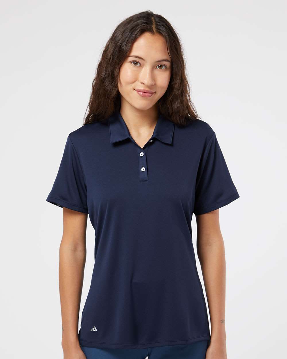 Adidas A231 Navy on model, front