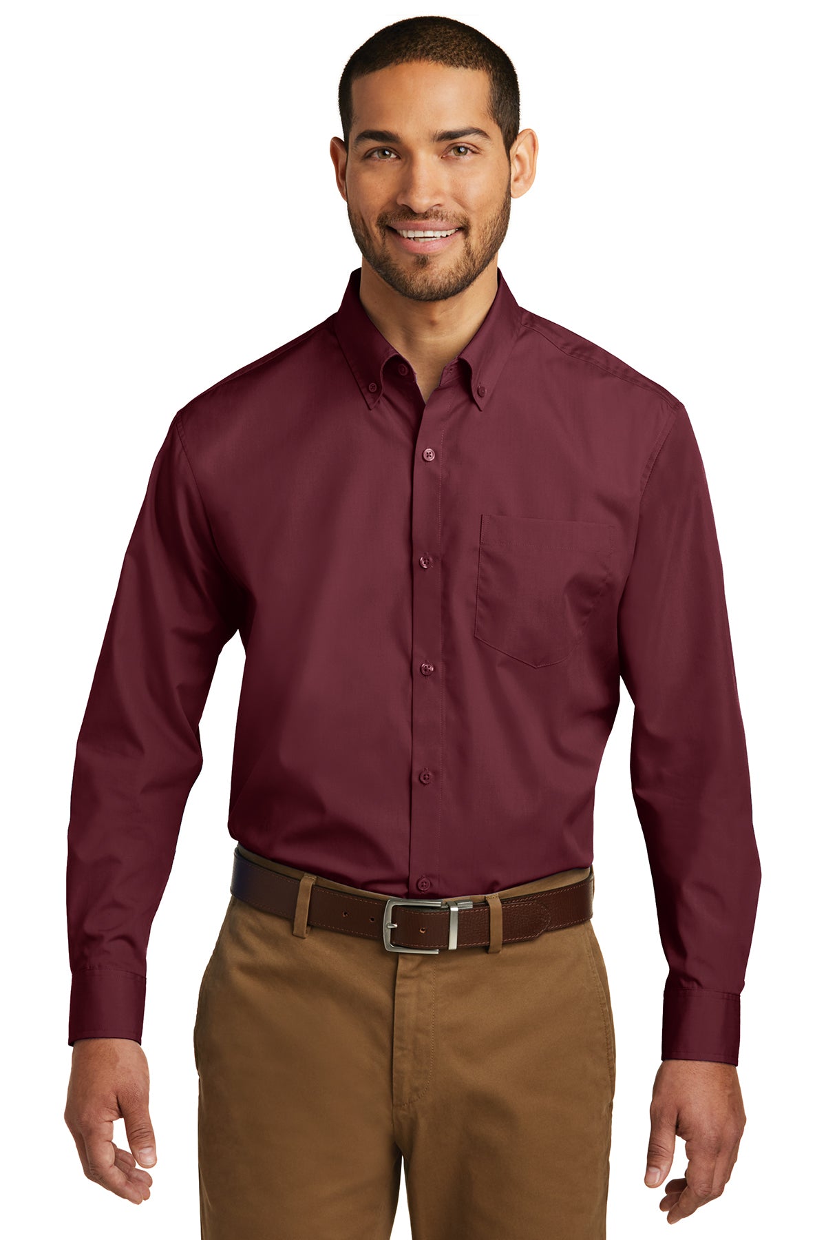 W100 Port Authority® Long Sleeve Carefree Poplin Shirt