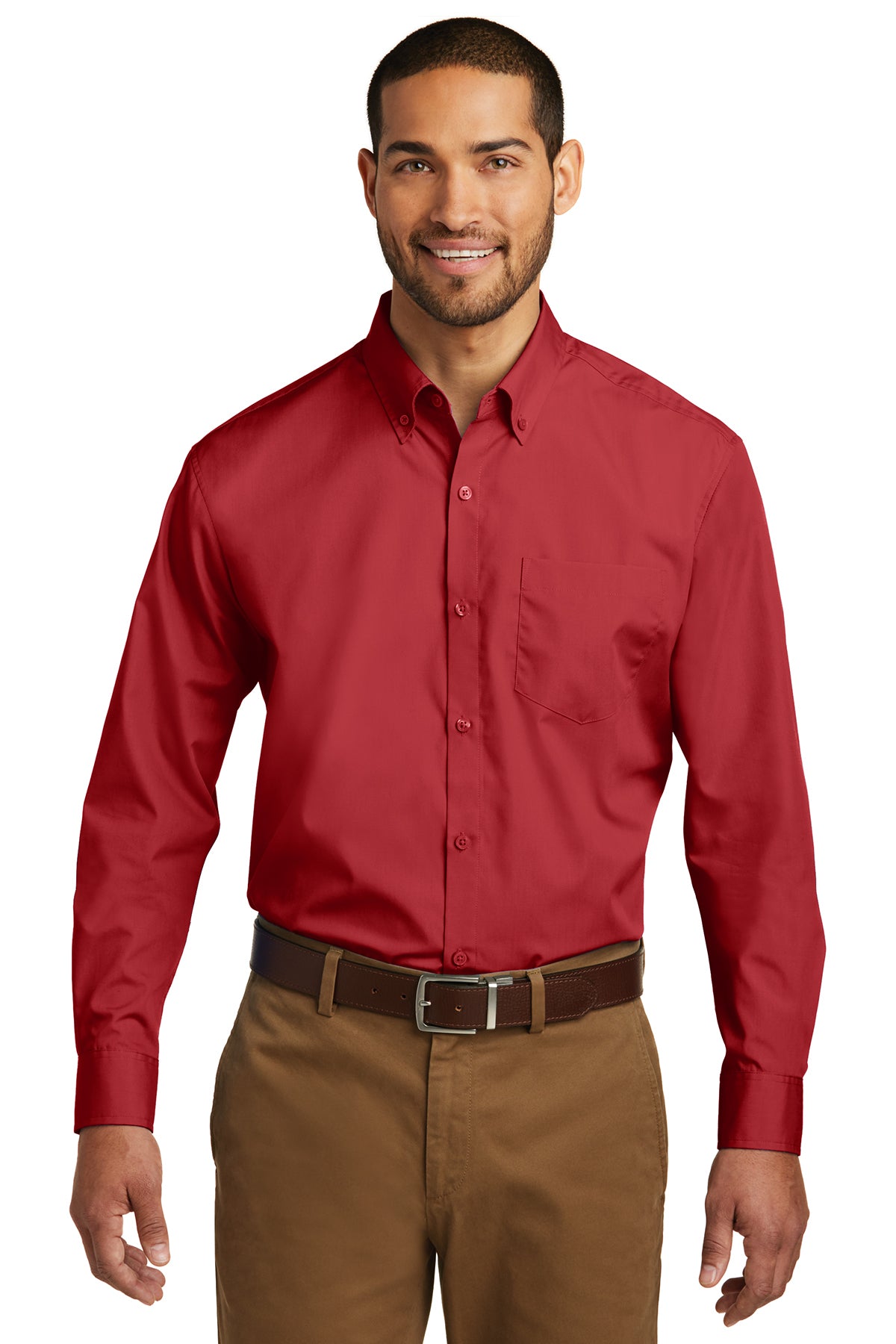 W100 Port Authority® Long Sleeve Carefree Poplin Shirt