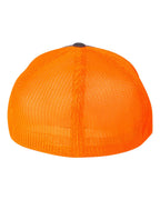 Flexfit 6511 Charcoal/ Neon Orange back