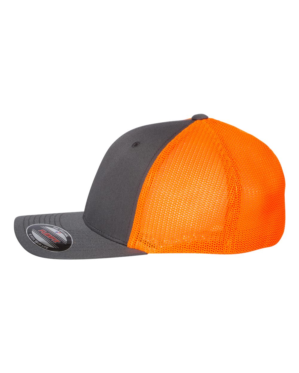 Flexfit 6511 Charcoal/ Neon Orange side