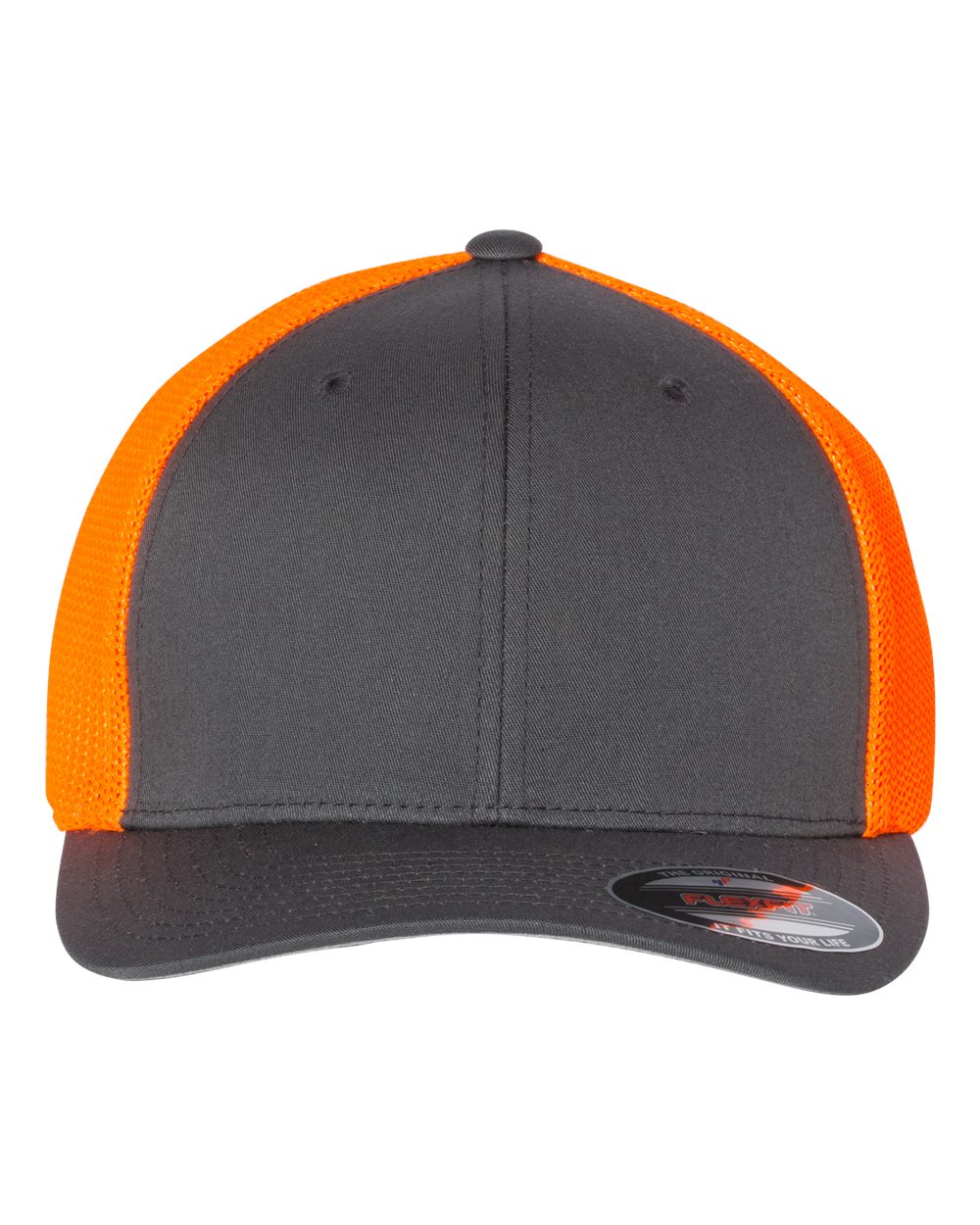 Flexfit 6511 Charcoal/ Neon Orange front