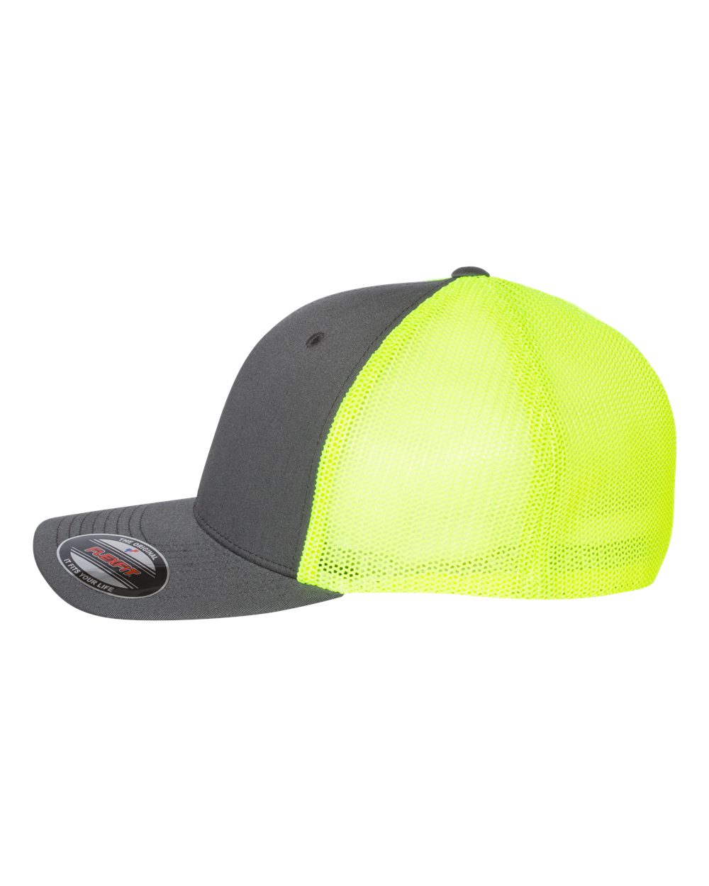 Flexfit 6511 Charcoal/ Neon Yellow side