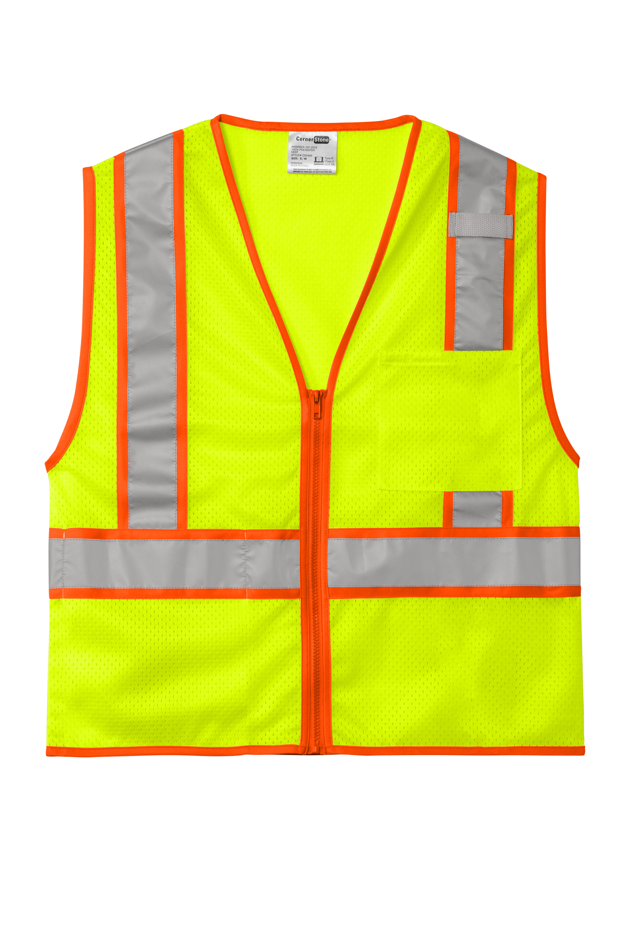 CornerStone® ANSI 107 Class 2 Mesh Zippered Two-Tone Vest CSV103