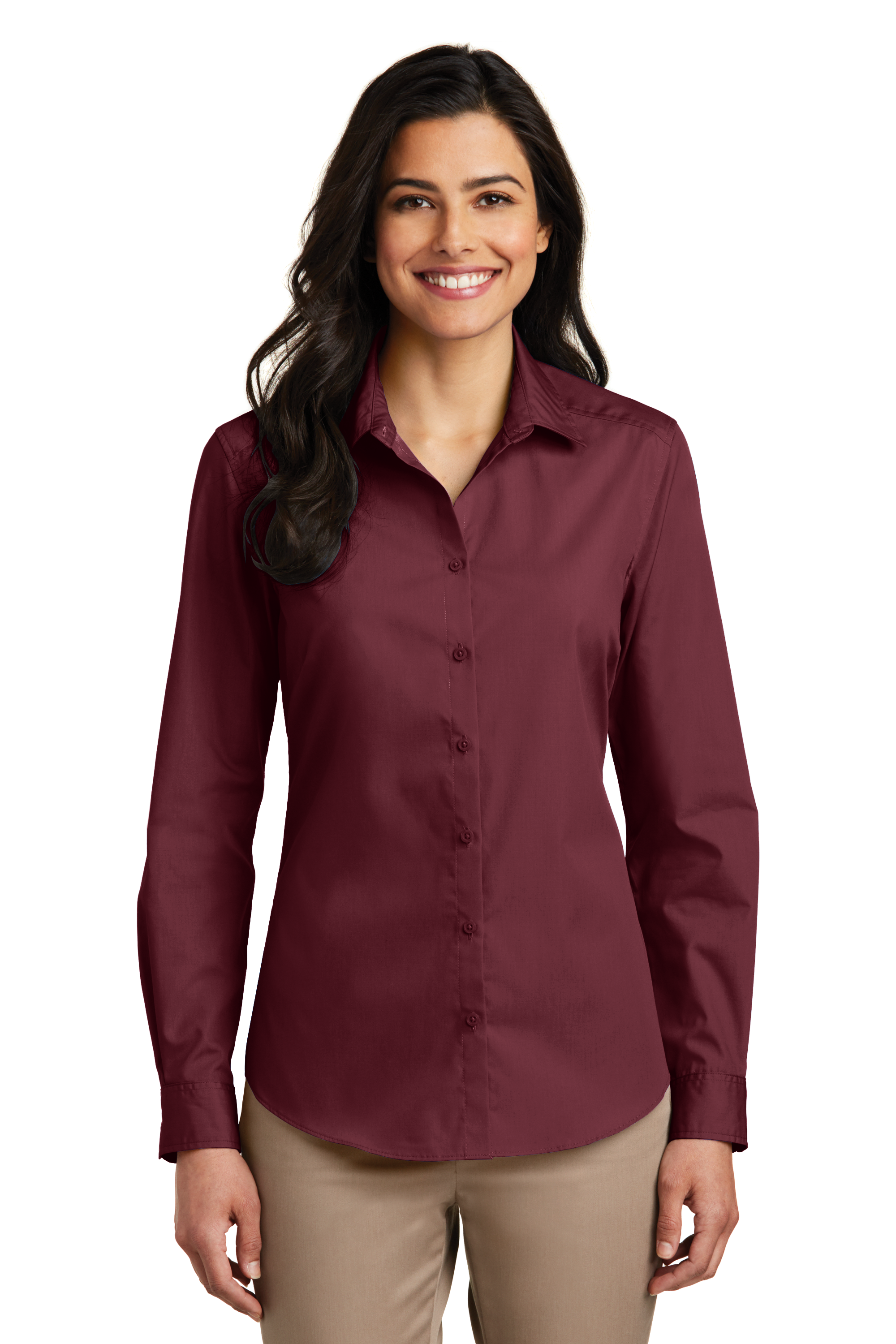 LW100 Port Authority® Ladies Long Sleeve Carefree Poplin Shirt-  - Palacio Maria