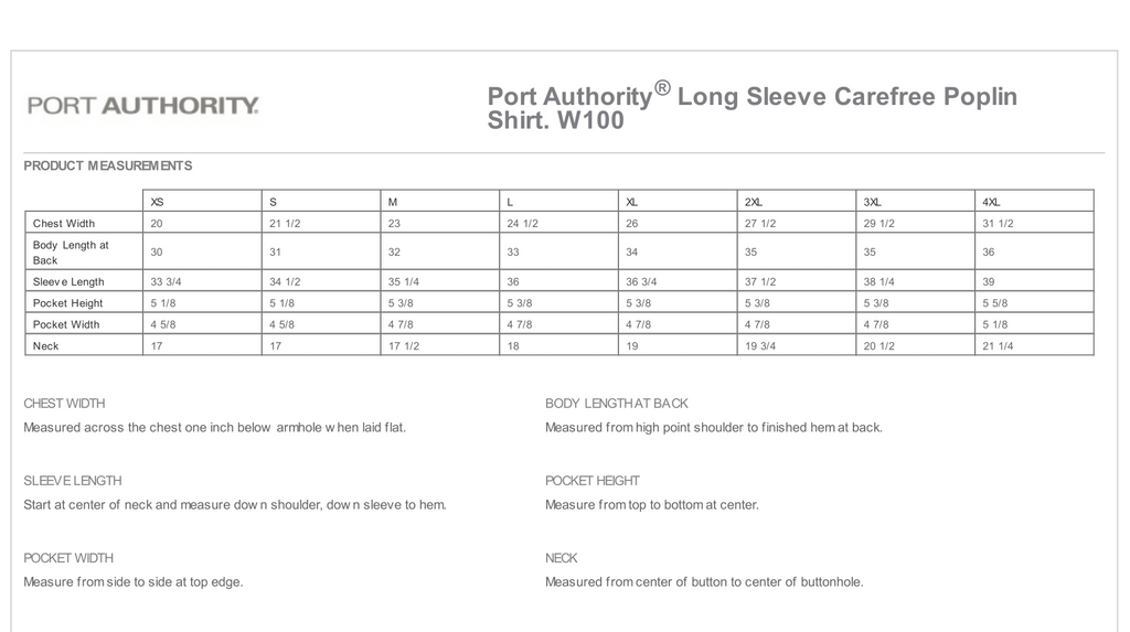 W100 Port Authority® Long Sleeve Carefree Poplin Shirt -  - Palacio Maria